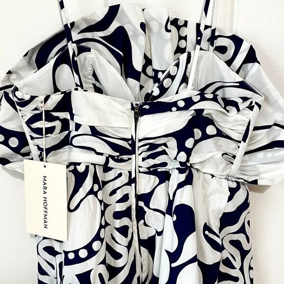 NWT Mara Hoffman Raquel Maxi Strap Floral Dress White Navy V neck Size 2 - Picture 9 of 11